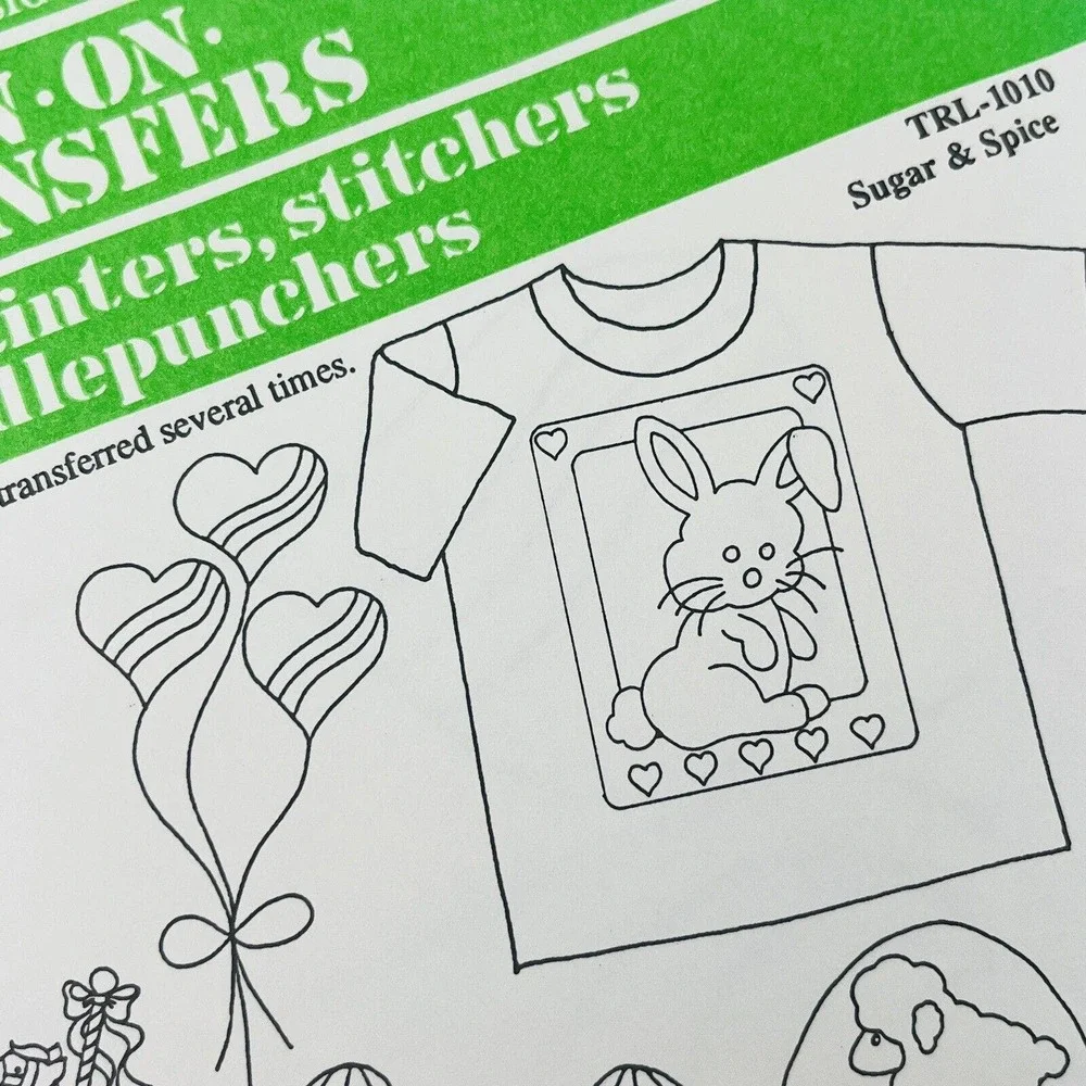 Vtg Banar Designs Sugar & Spice Iron Transfers 1990 Unicorn Panda‎ Kitty Turtles